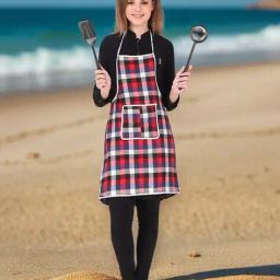 revexo Checked Apron with Patch Pocket image 2