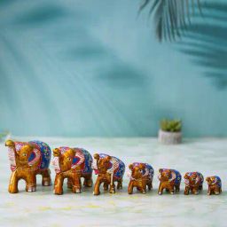 ecraftindia Set of 7 Meenakari Handcrafted Elephant Statues image 2