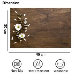 revexo Set of 4 Floral Print Rectangle Fridge Mats image 2