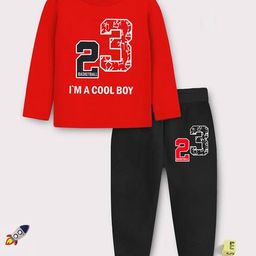 trampoline Boys Set of 2 Typographic Print Joggers & T-Shirt Set image 2