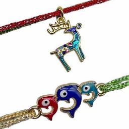 digital dress room Tie-Up Set of 2 Gold Plated Rakhi image 2