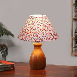 devansh Floral Print Table Lamp with Wodden Base image 2