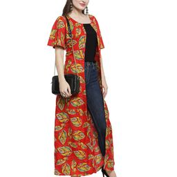 indibelle Leaf Print Open-Front Long Shrug image 3