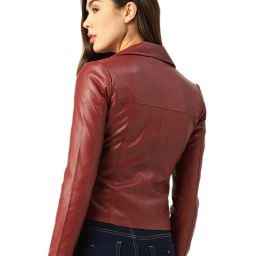 leather retail Button-Down Biker Jacket image 3