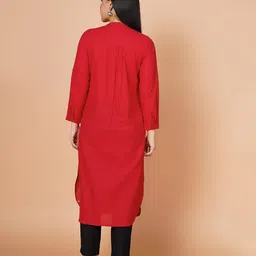 barara Embroidered Straight Kurta with Front Buttons image 3