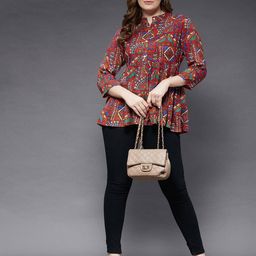 azira Embroidered Button-Front Tunic image 3