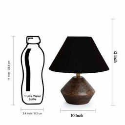 devansh Cotton Table Lamp with Wooden Base image 3