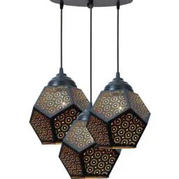 homesake Set of 3 Moroccan Hanging Light with Metal Base image 3