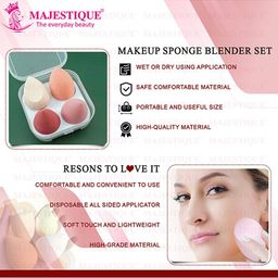 majestique Set of 4 Professional Mushy Beauty Blender Sponge with Egg Case image 3
