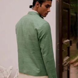 andamen Regular Fit Front-Open Nehru Jacket with Welt Pockets image 3