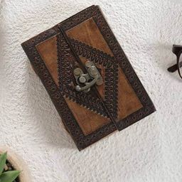 handicraft-palace Half Open Embossed Handmade Diary with Metal Lock image 3