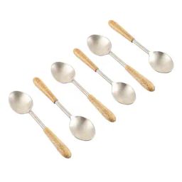 vareesha Set of 6 Matte Wooden Handle Cutlery Set image 3
