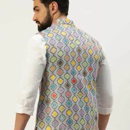showoff Geometric Print Nehru Jacket image 3