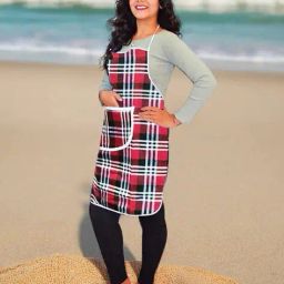 revexo Checked Apron with Patch Pocket image 3