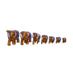 ecraftindia Set of 7 Meenakari Handcrafted Elephant Statues image 3