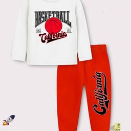 trampoline Boys Set of 2 Typographic Print Joggers & T-Shirt Set image 3