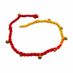 digital dress room Tie-Up Simple Rakhi With Ghungroo Red/Yellow Criss Cross Thread Rakhi For Raksha Bandhan image 4