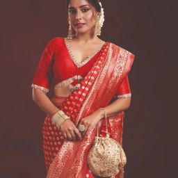 salwar studio Front-Open Blouse with Lace Trim image 4