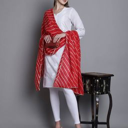 jabama Leheriya Print Dupatta with Lace Border & Tassels image 4