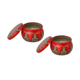 tayhaa Set of 2 Printed Candle Jars with Lid image 4