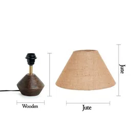 devansh Conical Jute Shade Table Lamp with Wooden Base  image 4
