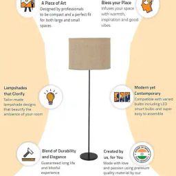 devansh Jute Drum Floor Lamp with Wooden Base image 4