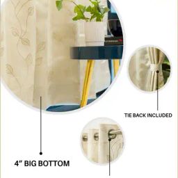 urban space Leaf Print Eyelet Window Curtain image 4