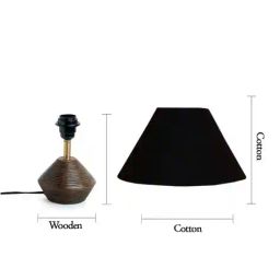 devansh Cotton Table Lamp with Wooden Base image 4
