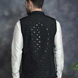 jompers Men Regular Fit Nehru Jacket with Button Closure image 4
