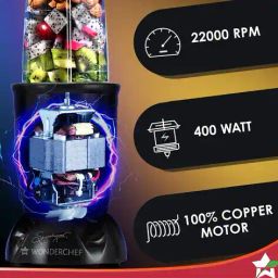 wonderchef Nutri-Blend 400 Watt Mixer Grinder with 2 Unbreakable Jars image 4