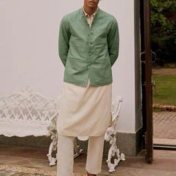 andamen Regular Fit Front-Open Nehru Jacket with Welt Pockets image 4