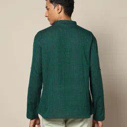 indie picks Checked South Cotton Short Kurta with Roll-Up Sleeves & Patch Pocket image 4