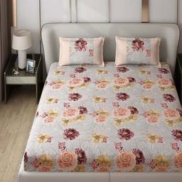 monte carlo Floral Print Double Bedsheet with Pillow Covers image 4