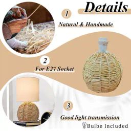 homesake Raffia Table Lamp with Fabric Shade image 4