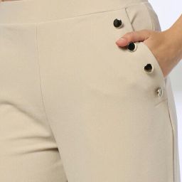 fig Women Cigarette Fit Trousers with Buttons image 4
