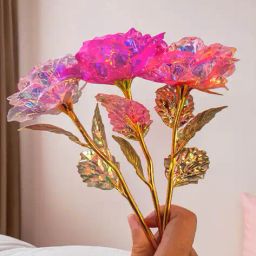 decor twist Set of 3 Plastic Artificial Forever Rose Flowers image 4