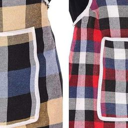 revexo Set of 2 Checked Apron with Patch Pocket image 4