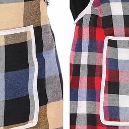 revexo Set of 2 Checked Aprons with Patch Pocket image 4