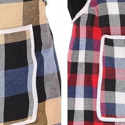 revexo Set of 2 Checked Aprons with Patch Pocket image 4