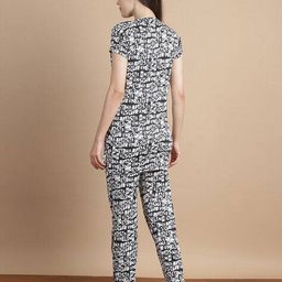 jinfo Typographic Print Knitted Top & Pyjamas Set image 4