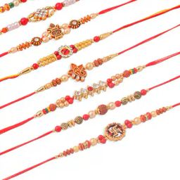nvr  Set of 10 Artificial Stones and Beads Rakhi Set  image 4