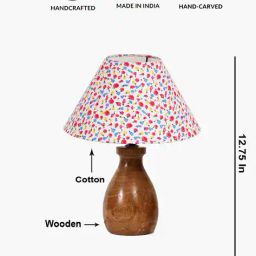 devansh Floral Print Table Lamp with Wodden Base image 4