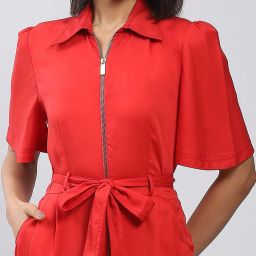 label ritu kumar Zip-Front Jumpsuit with Belt image 5