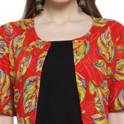indibelle Leaf Print Open-Front Long Shrug image 5