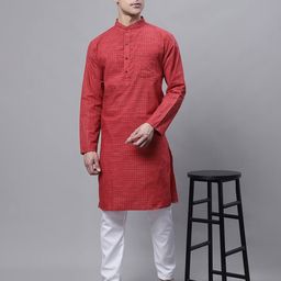 aarsha Checked Long Kurta with Patch Pocket image 5