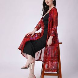 cation Printed Front-Open Shrug image 5