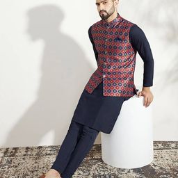 kisah Men Regular Fit Nehru Jacket with Patch Pockets image 5