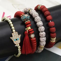 shining diva Set of 4 Evil Eye Boho Bohemian Bracelets image 5