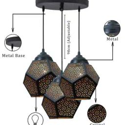 homesake Set of 3 Moroccan Hanging Light with Metal Base image 5