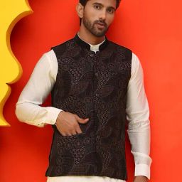 jompers Men Self-design Nehru jacket image 5